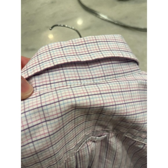 Izod Long Sleeve Button Down Men's Medium Purple White Check Cotton Shirt - Picture 2 of 6